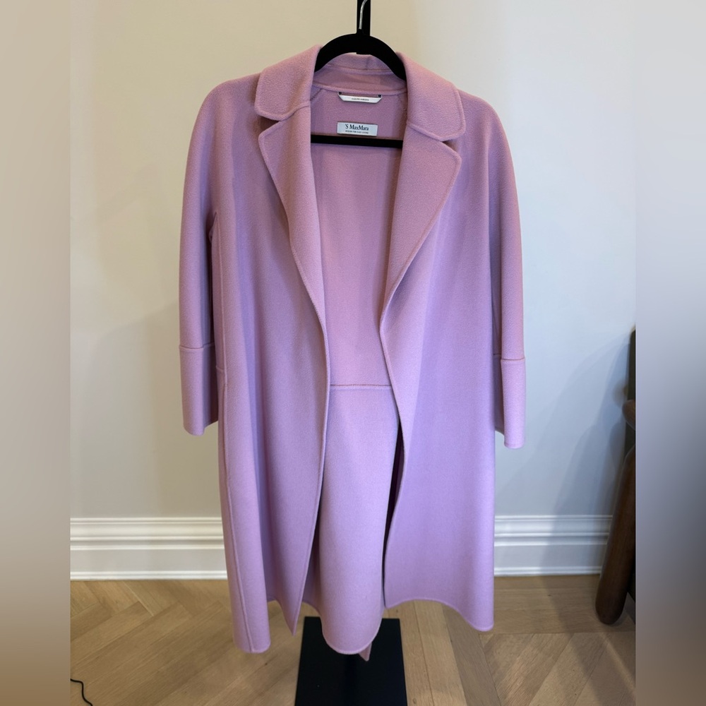 S’ Max Mara 100% Wool Coat Women’s Pink Belted USA 2/I 36 - Picture 6 of 10